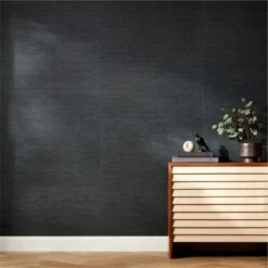 Obsidian Grey Hemp Wallpaper | Eco-Friendly Wall Decor | Premium Quality