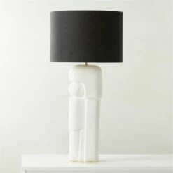 Octavio White Ceramic Table Lamp with Black Shade - Modern Lighting for Home & Office