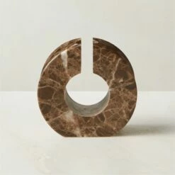 Orla Brown Marble Taper Candle Holder - Elegant Home Accessory