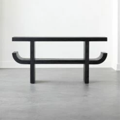 Stylish Pagoda Black Acacia Wood Console Table for Modern Living Rooms
