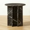 Pasar Round Black Marble Side Table - Elegant Living Room Furniture