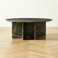 Pasar Round Green Marble Coffee Table - Elegant Living Room Centerpiece