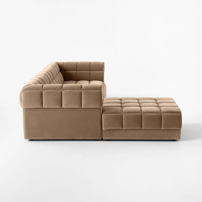 Pezzo 4-Piece L-Shaped Toffee Brown Velvet Sectional Sofa With Right Arm - Modern Living Room Furniture - Image 4
