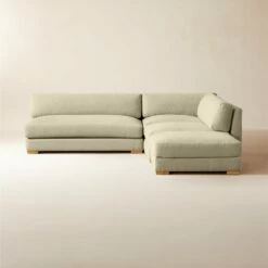 Piazza 4-Piece Modular Camel Brown Boucle Sectional Sofa with White Oak Legs, 105'' – Stylish Living Room Furniture