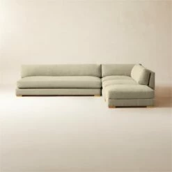 Piazza 4-Piece Modular Camel Brown Boucle Sectional Sofa With White Oak Legs 127'' – Stylish Living Room Furniture