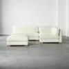 Piazza 4-Piece Modular White Linen Sectional Sofa with Ottoman, 105" - Modern Living Room Furniture