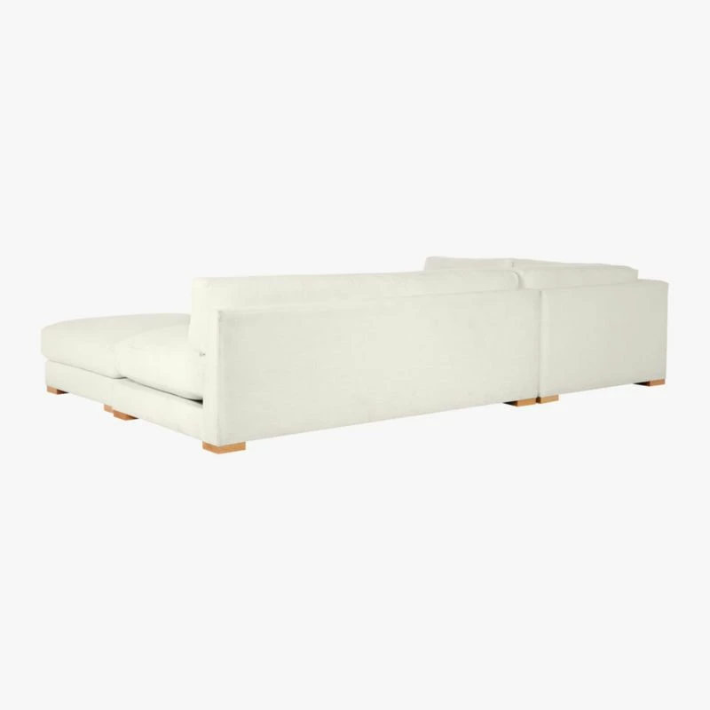 Piazza 4-Piece Modular White Linen Sectional Sofa with Ottoman, 127'' - Modern Living Room Furniture - Image 4