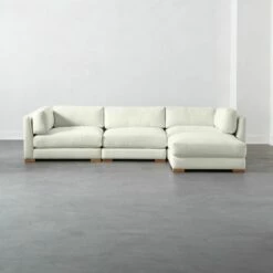 Piazza 4-Piece Modular White Linen Sectional Sofa - Modern Living Room Furniture