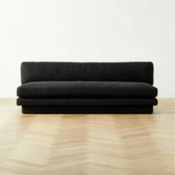 Plinth Armless Black Boucle Sofa - Modern Living Room Furniture