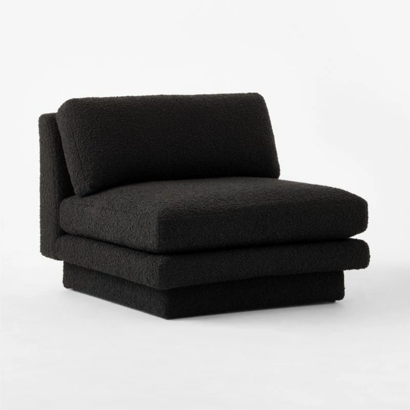 Plinth Black Boucle Accent Chair - Modern Living Room Furniture - Image 4