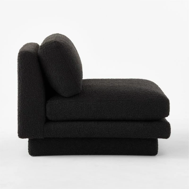 Plinth Black Boucle Accent Chair - Modern Living Room Furniture - Image 5