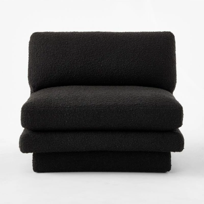 Plinth Black Boucle Accent Chair - Modern Living Room Furniture - Image 3