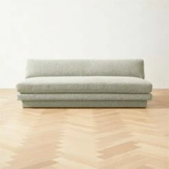 Plinth Armless Peppered Grey Boucle Sofa - Stylish Living Room Furniture