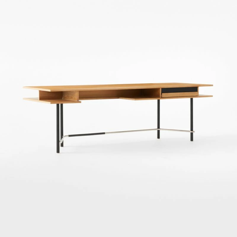 Portofino Cerused White Oak Wood Desk - Modern Office Furniture - Image 5