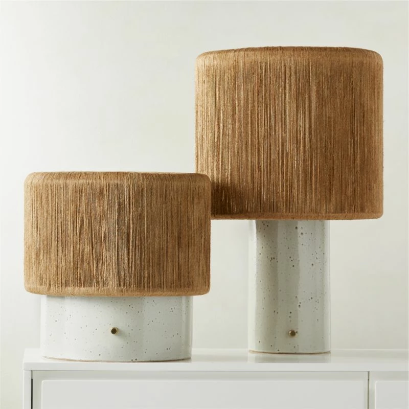 Ramble Short White Ceramic Table Lamp with Jute Shade - Stylish Lighting for Home Decor - Image 5
