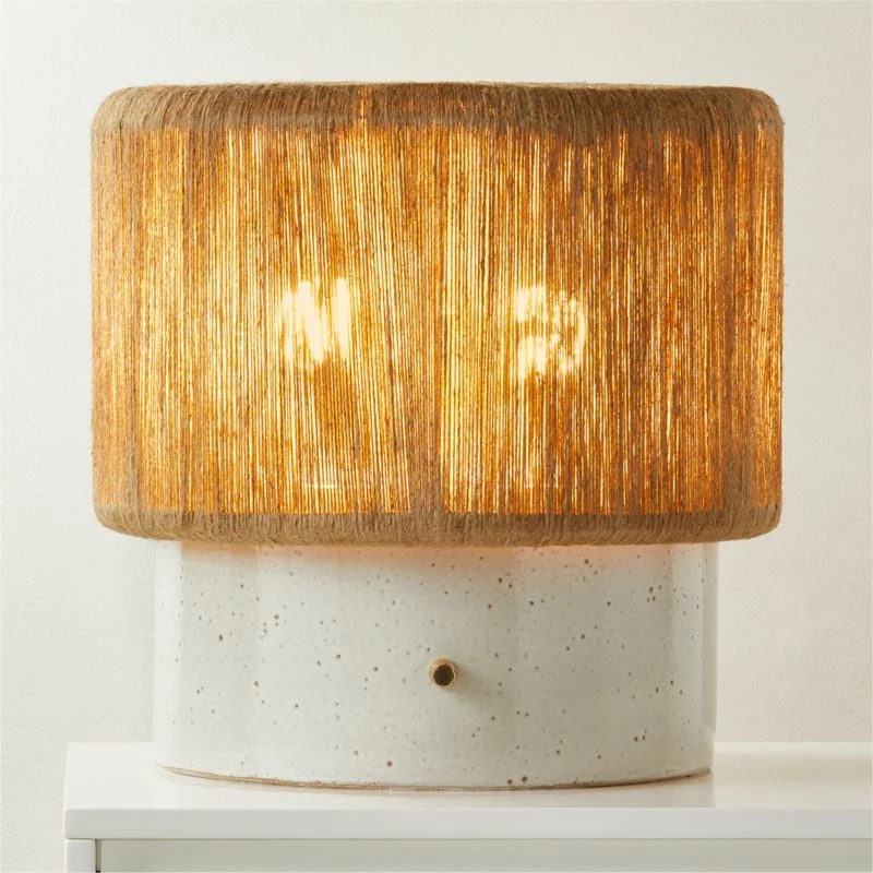 Ramble Short White Ceramic Table Lamp with Jute Shade - Stylish Lighting for Home Decor - Image 2