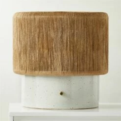 Ramble Short White Ceramic Table Lamp with Jute Shade - Stylish Lighting for Home Decor
