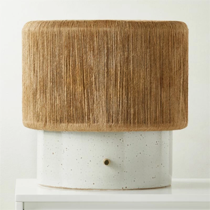 Ramble Short White Ceramic Table Lamp with Jute Shade - Stylish Lighting for Home Decor