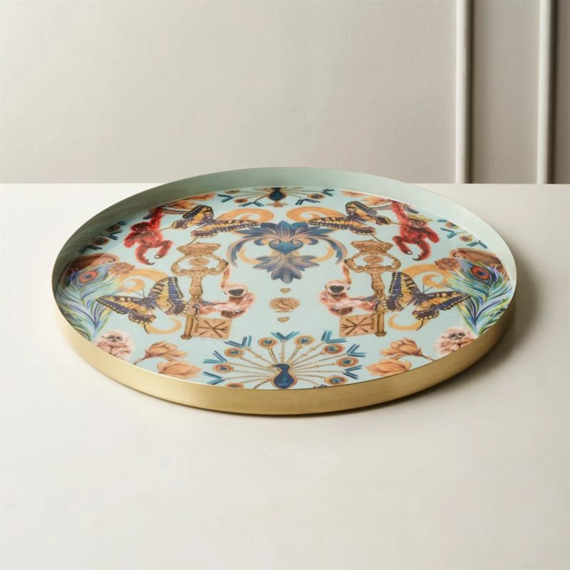 Regal Monkeys Round Serving Tray - Elegant Home Accessories for Stylish Living