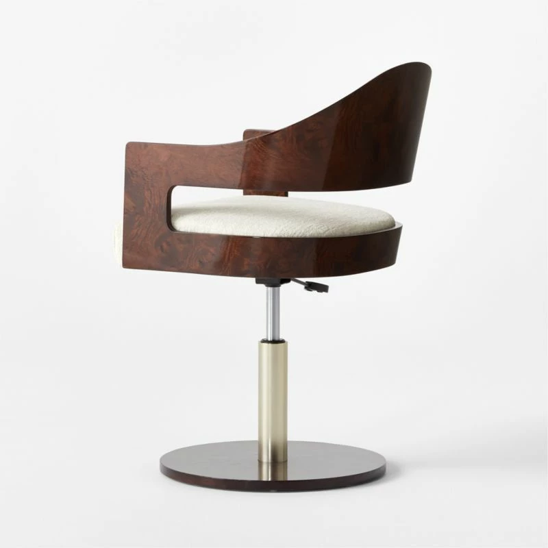 Renato Chenille & Burl Wood Office Chair - Premium Comfort for Your Workspace - Image 6