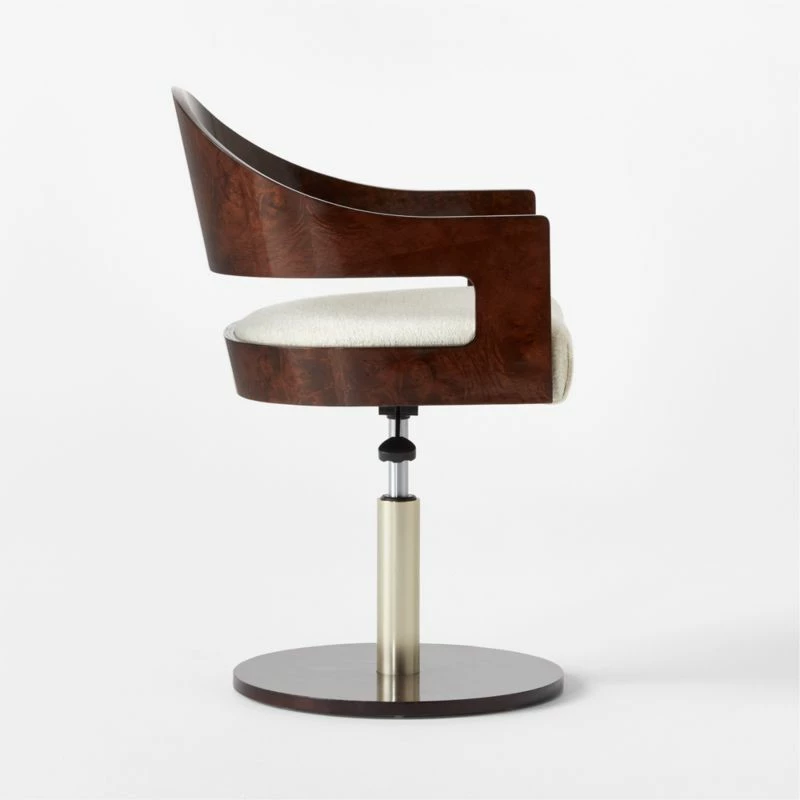 Renato Chenille & Burl Wood Office Chair - Premium Comfort for Your Workspace - Image 5