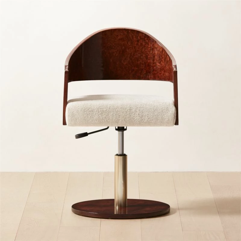 Renato Chenille & Burl Wood Office Chair - Premium Comfort for Your Workspace