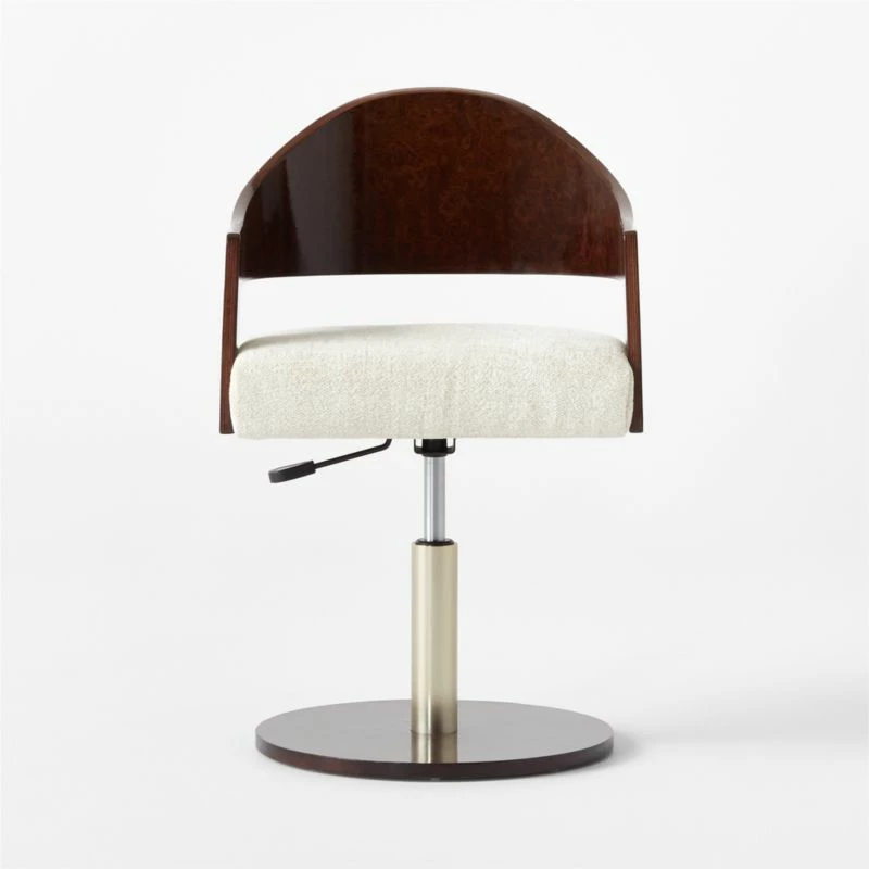 Renato Chenille & Burl Wood Office Chair - Premium Comfort for Your Workspace - Image 3