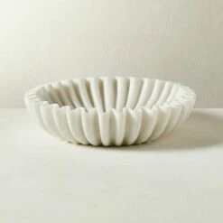 Reve Round Fluted White Marble Bowl – Elegant Home Accessory