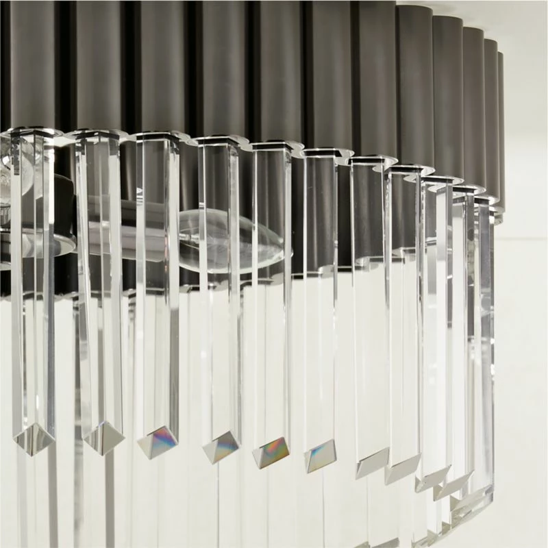 Risette Black Chrome and Crystal Flush Mount Light - Elegant Ceiling Lighting Fixture - Image 3