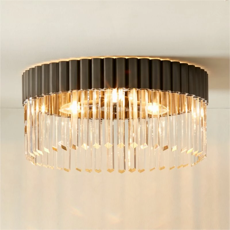 Risette Black Chrome and Crystal Flush Mount Light - Elegant Ceiling Lighting Fixture - Image 2