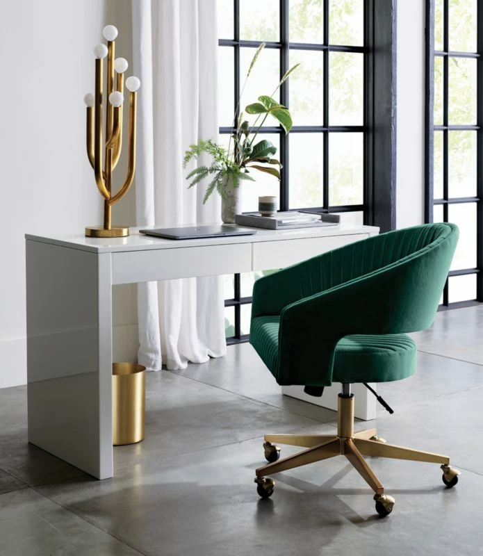Green Velvet Office Chair - Elegant and Comfortable Desk Chair for Modern Workspaces - Image 2