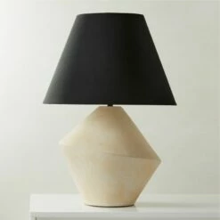 Sabia Ivory Ceramic Table Lamp with Black Shade - Elegant Lighting for Home Decor