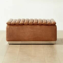 Salon Brown Leather Ottoman - Premium Living Room Furniture