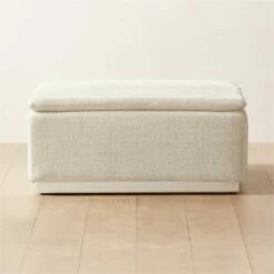 Salon Ivory Chenille Ottoman - Stylish Living Room Furniture