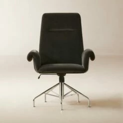 Saviti Black Velvet Office Chair - Ergonomic Comfort for Home & Office