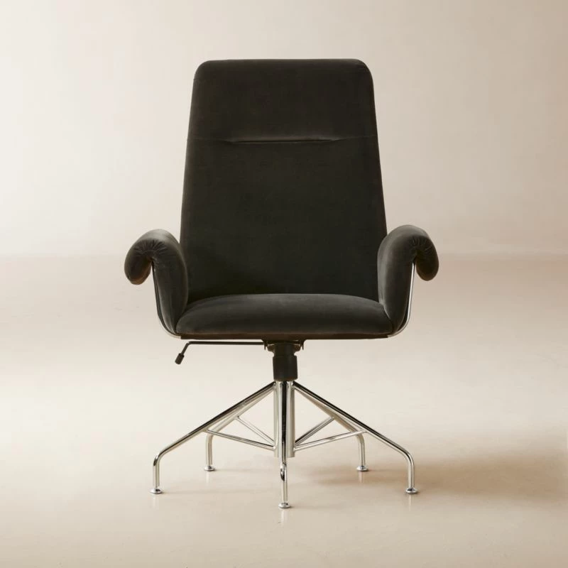 Saviti Black Velvet Office Chair - Ergonomic Comfort for Home & Office