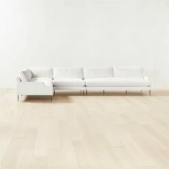 Scalino 4-Piece L-Shaped White Performance Velvet Sectional Sofa With Left Arm Chair | Modern Living Room Furniture