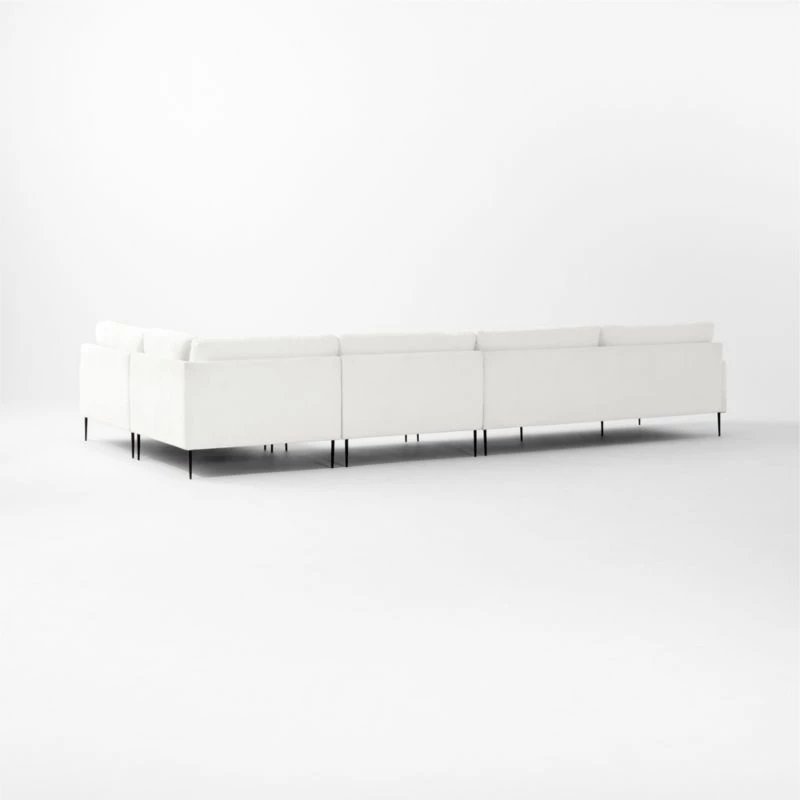 Scalino 4-Piece L-Shaped White Performance Velvet Sectional Sofa with Right Arm Chair - Modern Living Room Furniture - Image 5