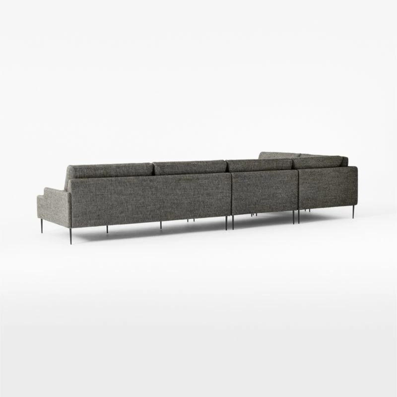 Scalino 4-Piece L-Shaped Grey Sectional Sofa With Left Arm Chair - Modern Living Room Furniture - Image 5