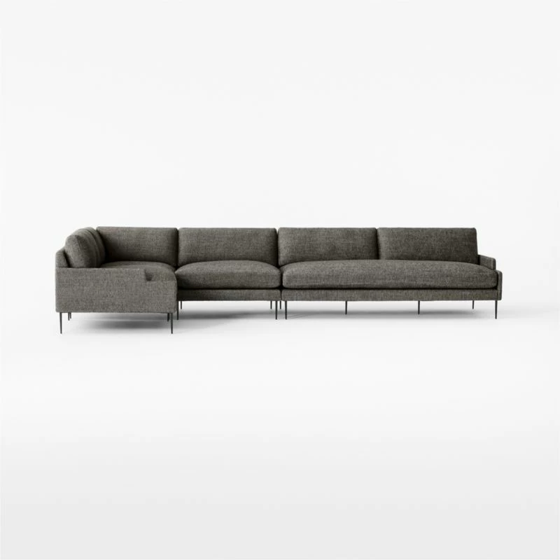 Scalino 4-Piece L-Shaped Grey Sectional Sofa With Left Arm Chair - Modern Living Room Furniture - Image 2