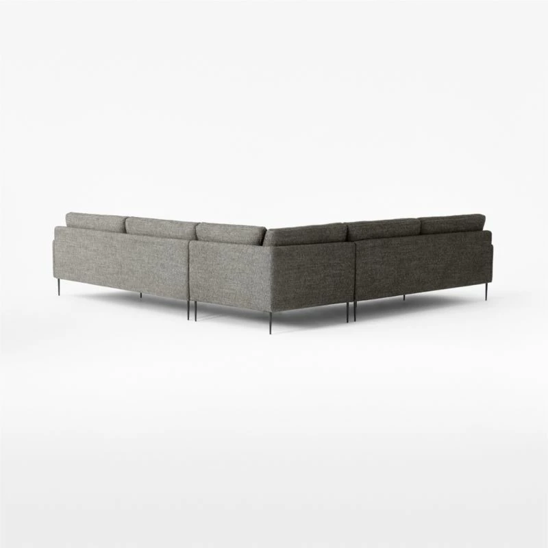 Scalino 3-Piece L-Shaped Grey Sectional Sofa with Double Loveseat - Modern Living Room Furniture - Image 5
