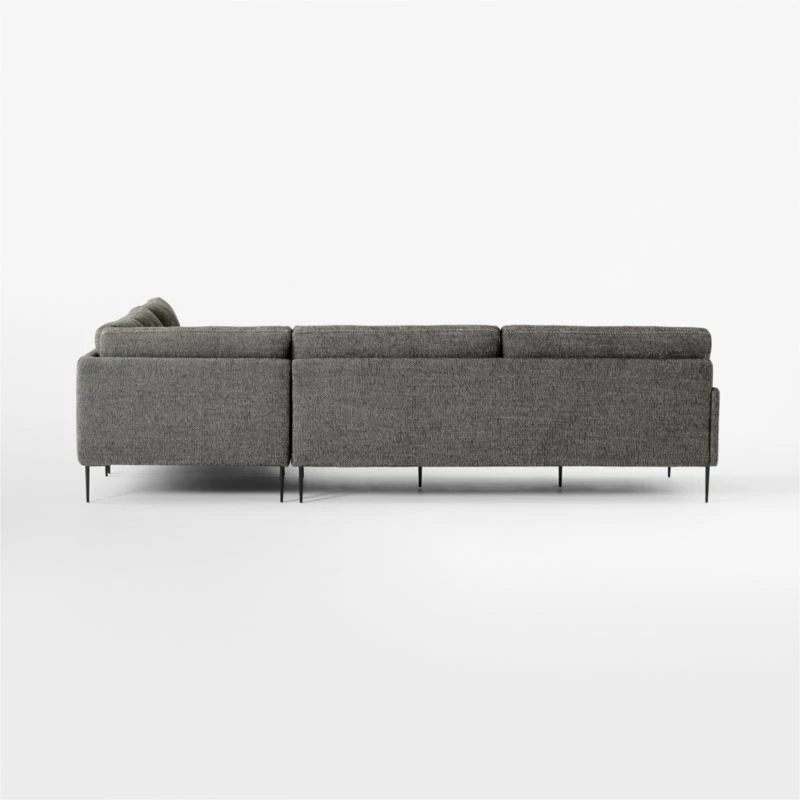 Scalino 3-Piece L-Shaped Grey Sectional Sofa with Double Loveseat - Modern Living Room Furniture - Image 4