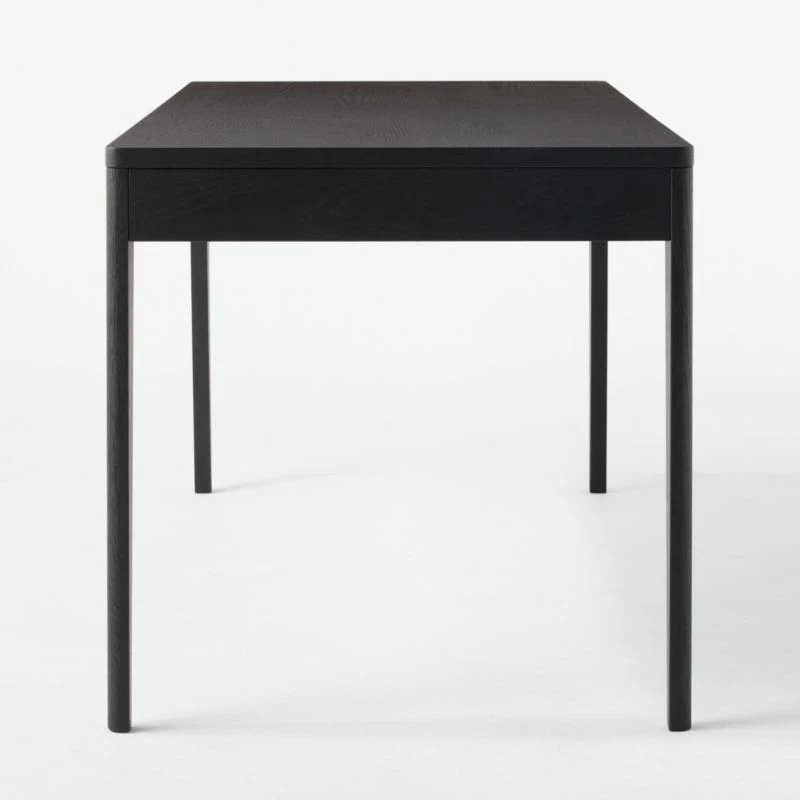 Scuro 2-Drawer Black Oak Wood Desk - Modern Office Furniture - Image 6