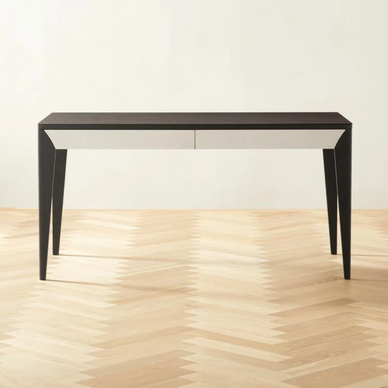 Scuro 2-Drawer Black Oak Wood Desk - Modern Office Furniture