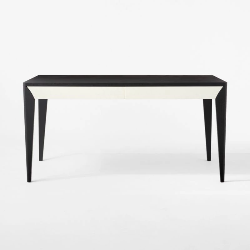 Scuro 2-Drawer Black Oak Wood Desk - Modern Office Furniture - Image 3