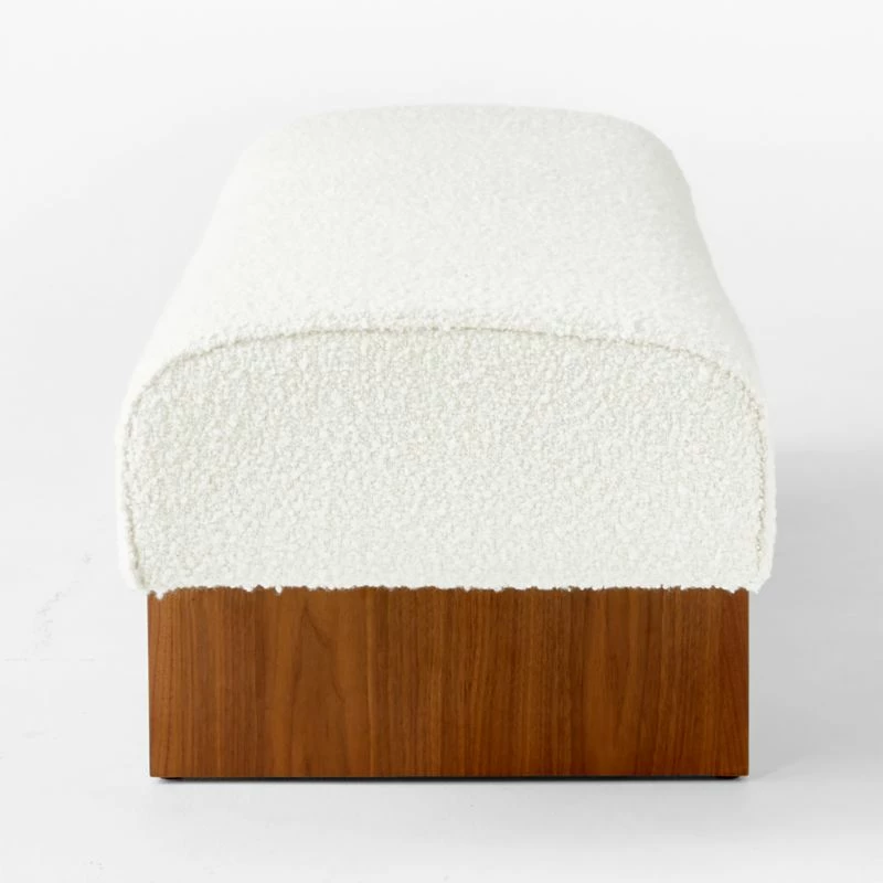 Socca White Boucle Upholstered Bench 67'' - Modern Living Room Furniture - Image 4