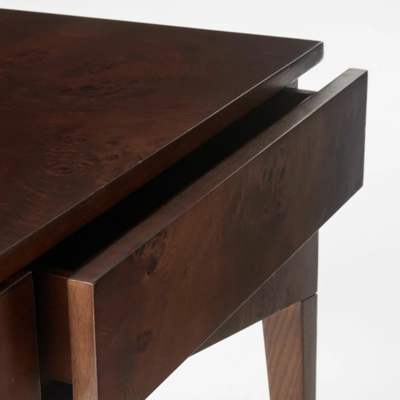 Spillo 2-Drawer Brown Burl Wood Desk - Stylish Office Furniture - Image 6