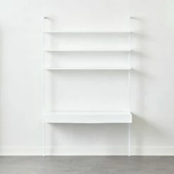 Stairway 2-Drawer White Wall Mount Desk With Shelves 96''