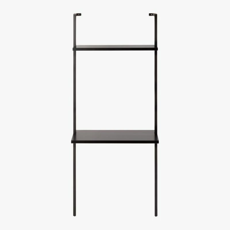 Stairway Black Wall Mount Desk With Shelf 72.5'' - Space-Saving Office Furniture - Image 3
