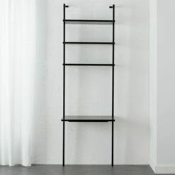 Stairway Black Wall Mount Desk With Shelves 96'' - Space-Saving Office Furniture